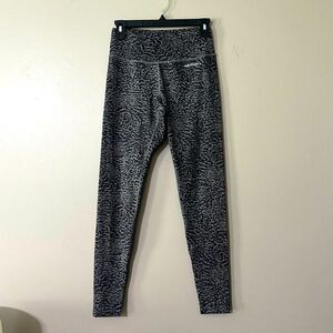 Merrell Black Gray Abstract Pattern Full Length Workout Athletic Leggings Size S